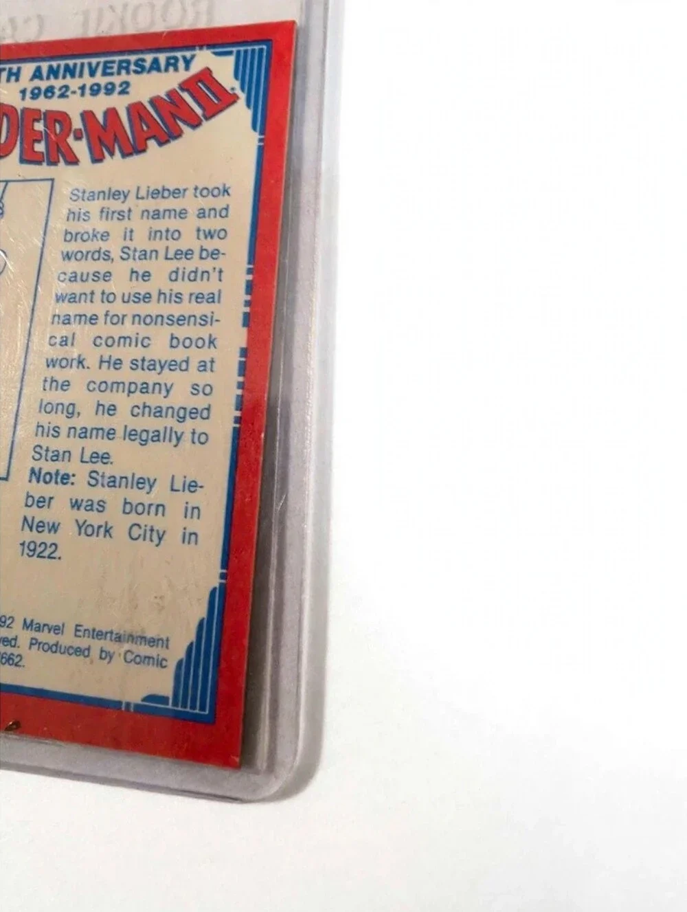 1992 Spider-Man 30th Anniversary Card Stan The Man Holographic Holo Comic